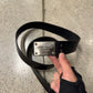 Number (N)ine Miyashita Era Silver ‘Square Buckle’ Leather Belt
