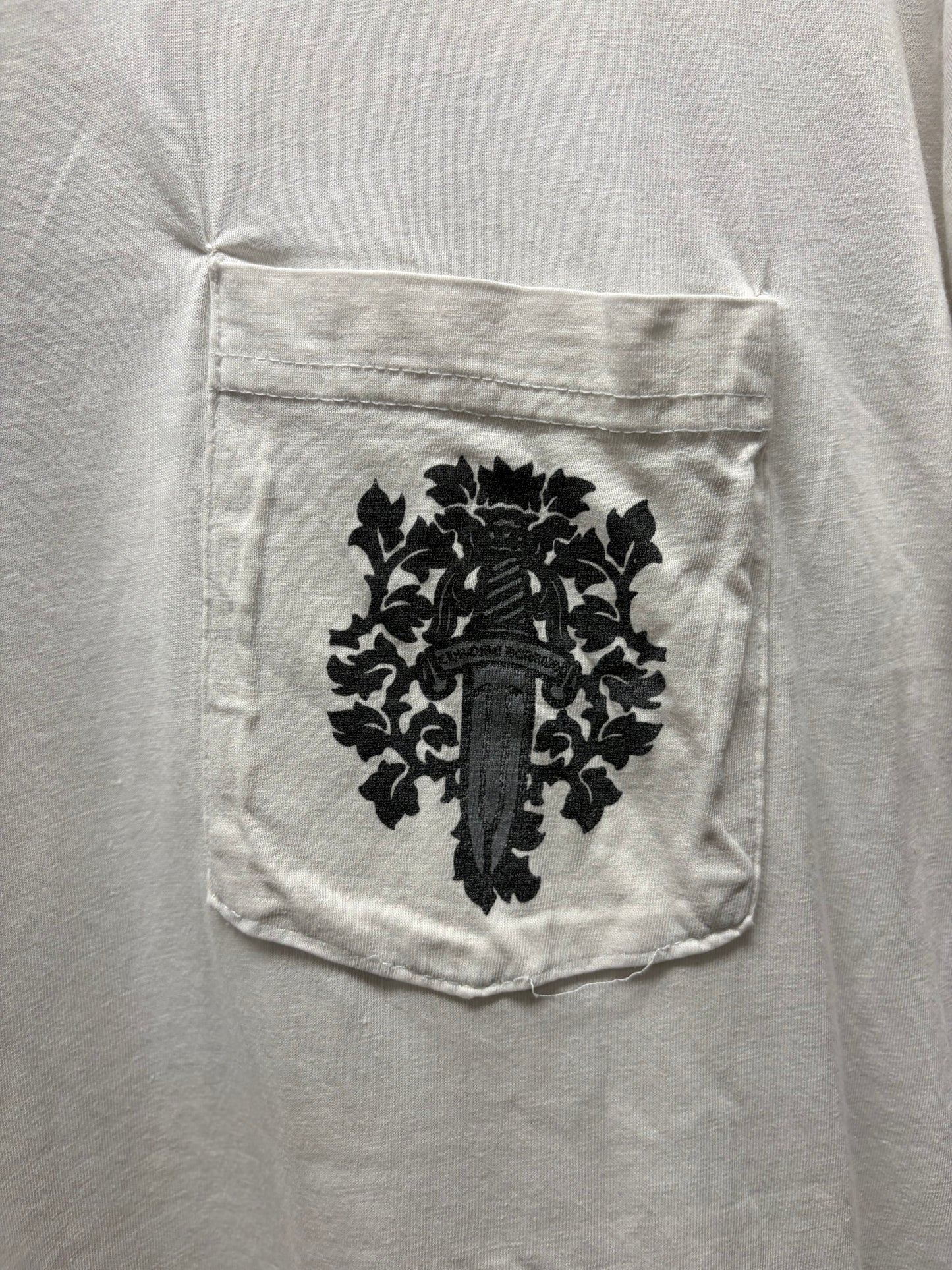 Vintage Chrome Hearts ‘Vine Dagger’ Thrashed White Graphic T-Shirt