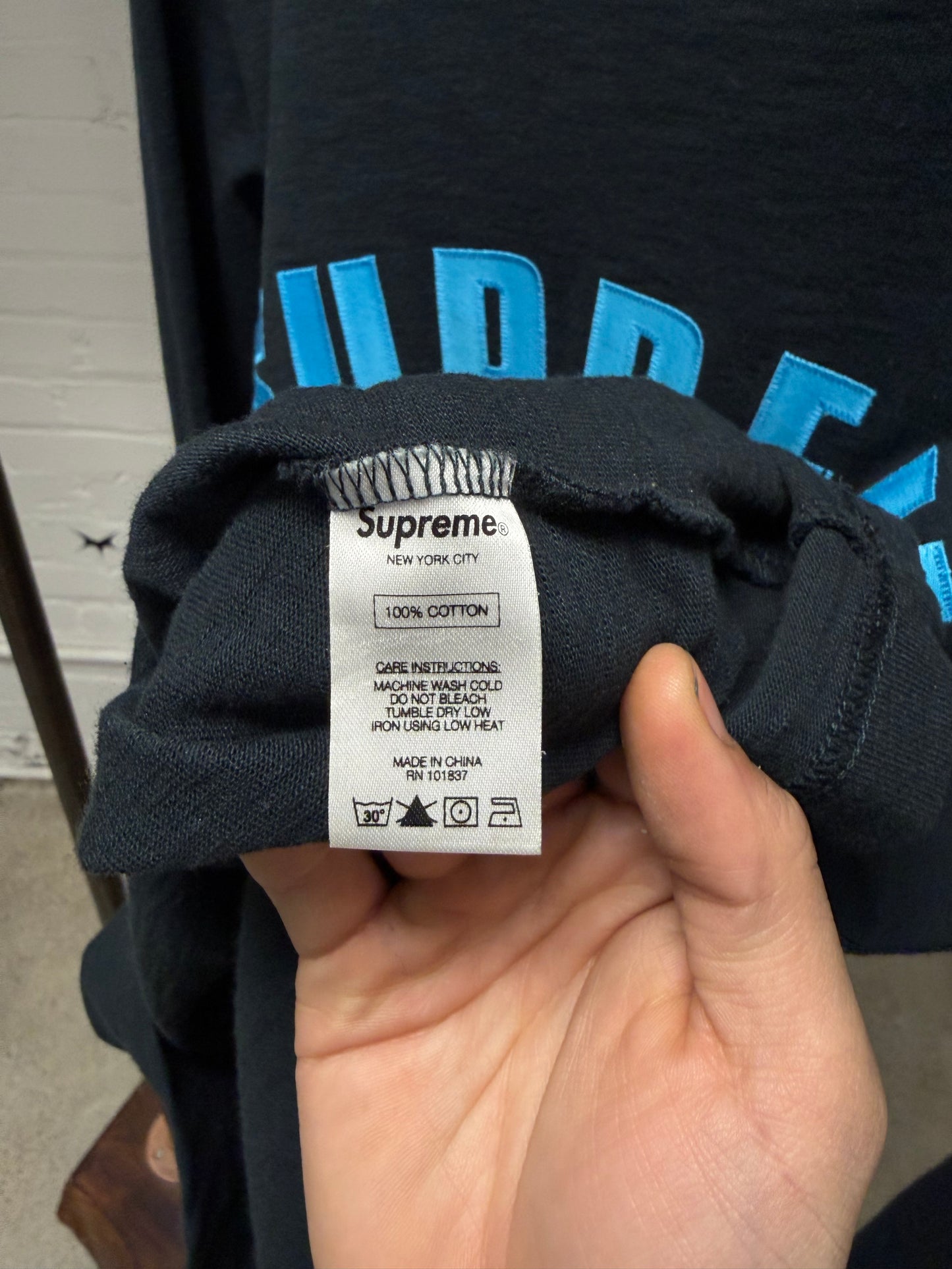 SS2016 Supreme ‘Arc Logo’ Black Long Sleeve Shirt