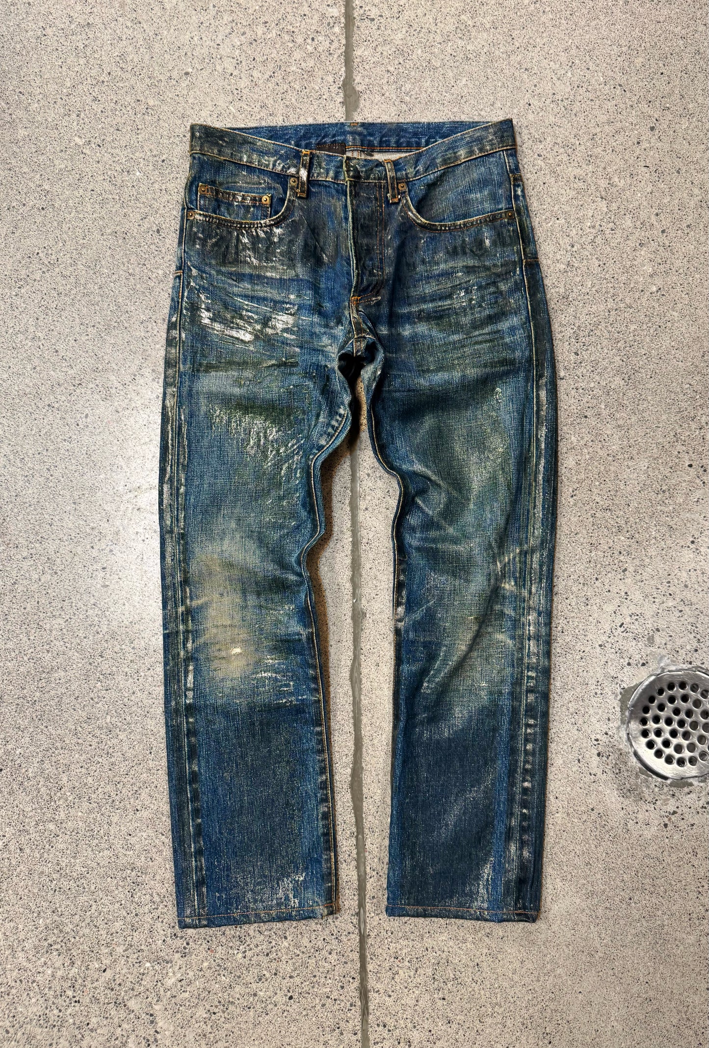 2007 Dior Homme by Hedi Slimane ‘Luster’ Green Waxed Skinny Denim