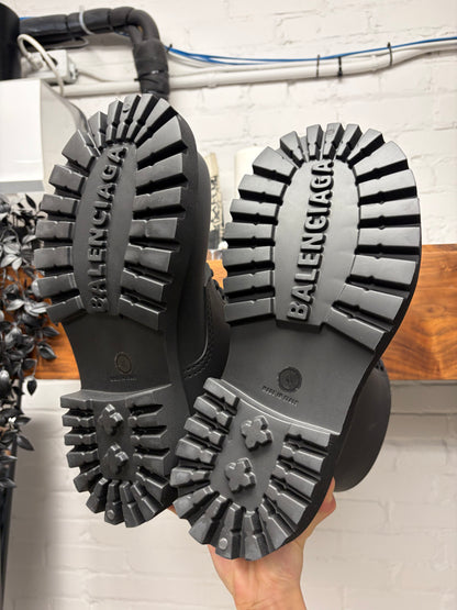 Balenciaga ‘Steriod’ Lace Up Black Oversized Rubber Boots