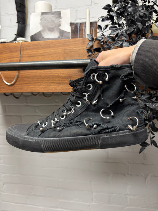 Balenciaga ‘Piercing’ Paris Black Canvas High Top Sneakers