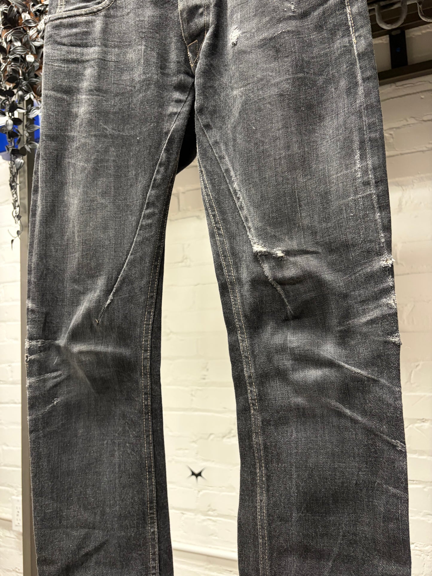 Rick Owens ‘Detroit Cut’ Washed Grey Skinny Jeans