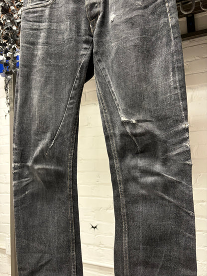 Rick Owens ‘Detroit Cut’ Washed Grey Skinny Jeans