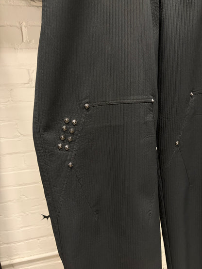 Kiko Kostadinov Striped Black ‘Anthras’ Studded Wide Leg Pants