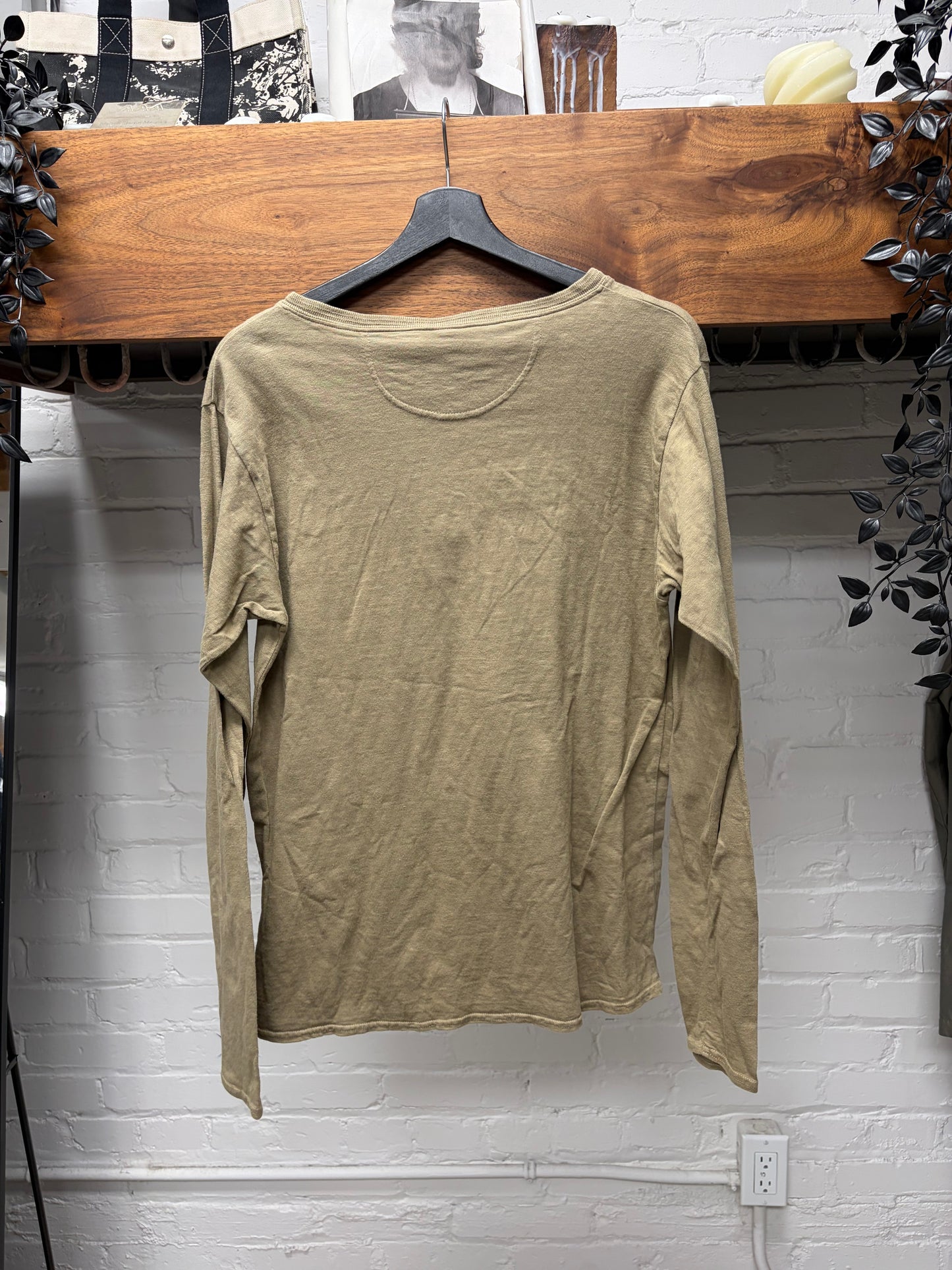 Kapital Brown Cotton ‘Henley’ Long Sleeve Shirt