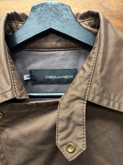 2000s Dsquared2 Brown Cotton ‘Perfecto Zip’ Biker Jacket