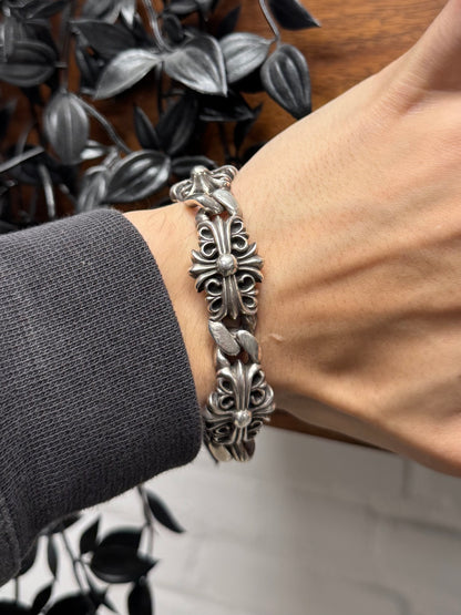 Chrome Hearts ‘Keeper Link’ Solid 925 Silver Cross Bracelet