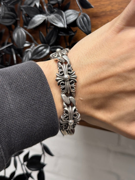 Chrome Hearts ‘Keeper Link’ Solid 925 Silver Cross Bracelet