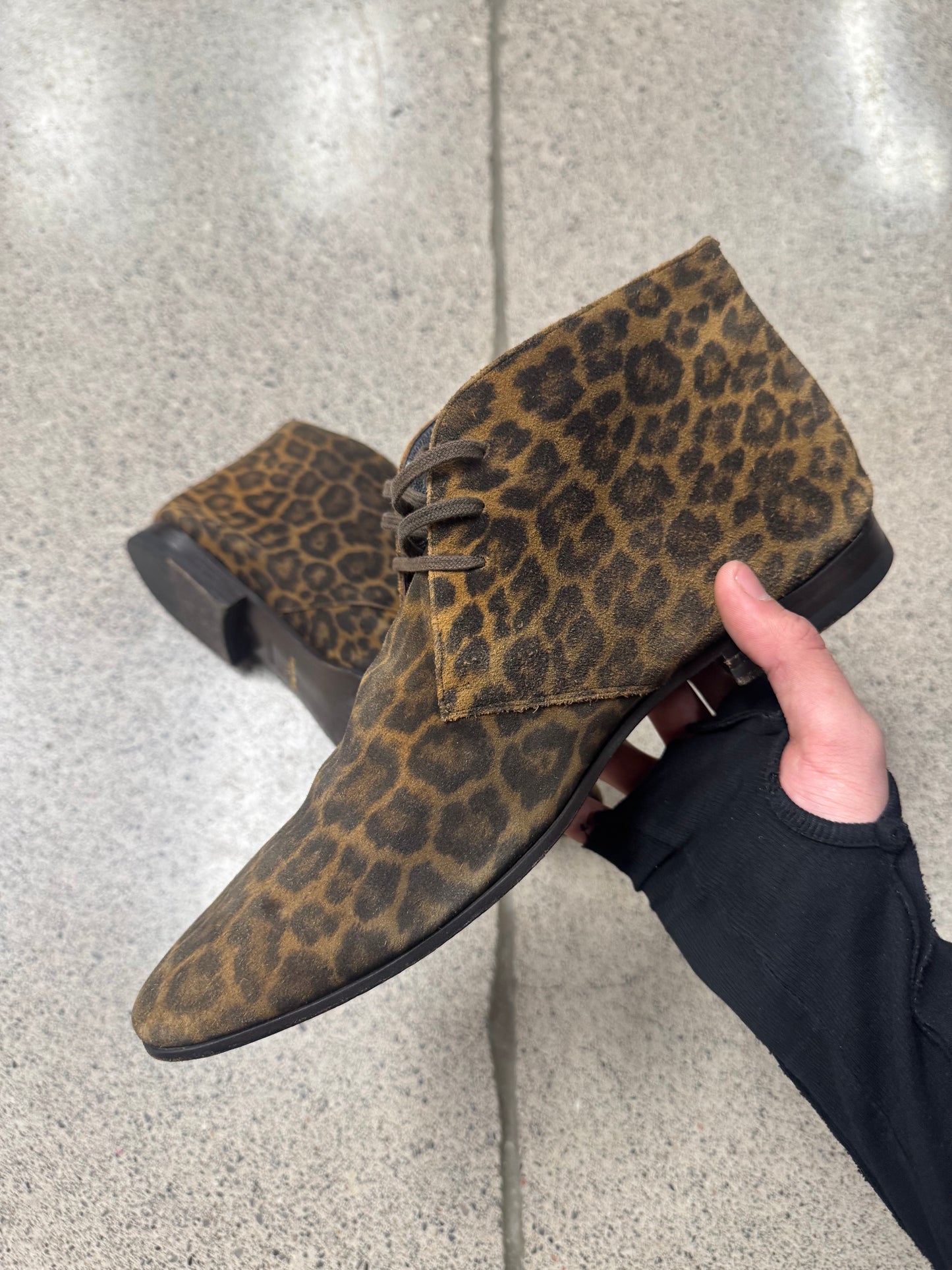 Saint Laurent Leopard Suede ‘Chukka’ Ankle Boots