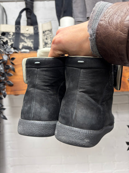 Maison Margiela Black/Silver Toe ‘Future’ Leather High Top Sneakers
