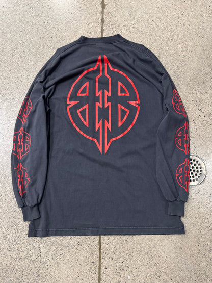 AW2023 Balenciaga ‘Metal Logo’ Faded Black Long Sleeve Shirt