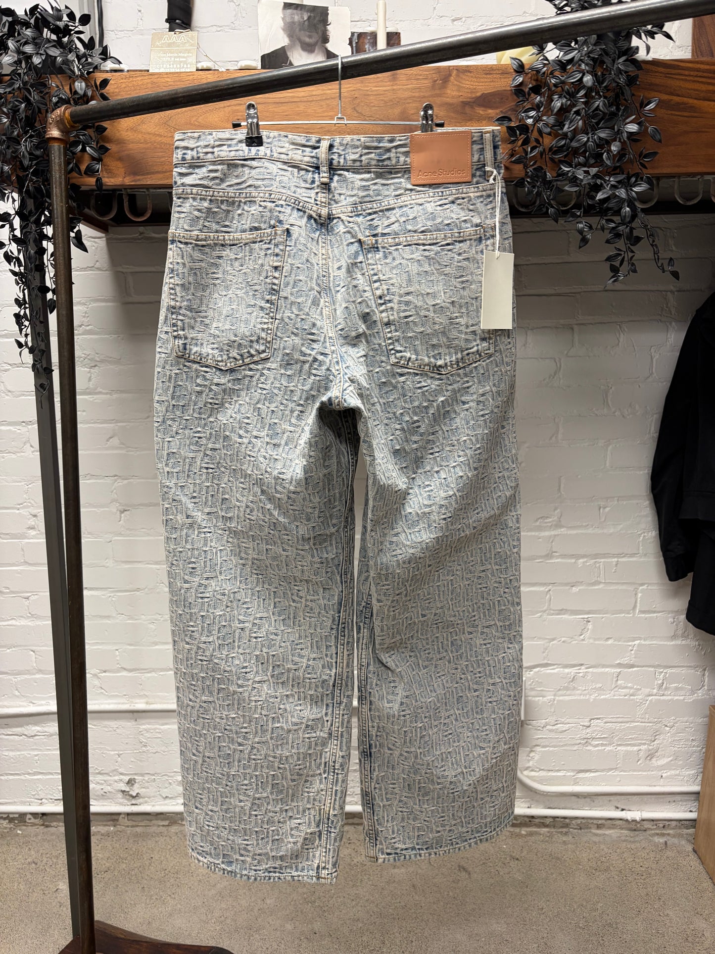 Acne Studios ‘Jacquard Woven’ Wide Leg Light Wash Denim
