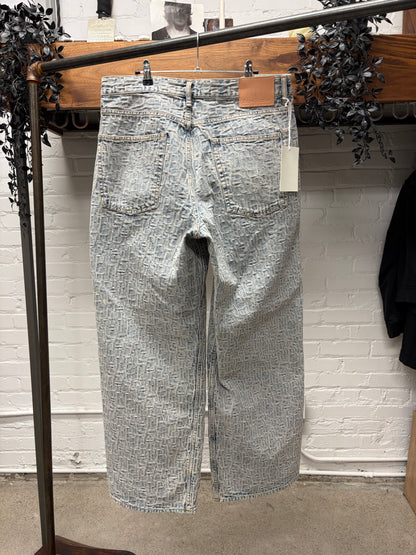 Acne Studios ‘Jacquard Woven’ Wide Leg Light Wash Denim