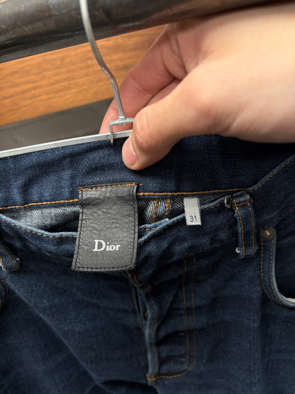 Dior Homme ‘Unaltered Inseam’ Raw Blue Skinny Jeans
