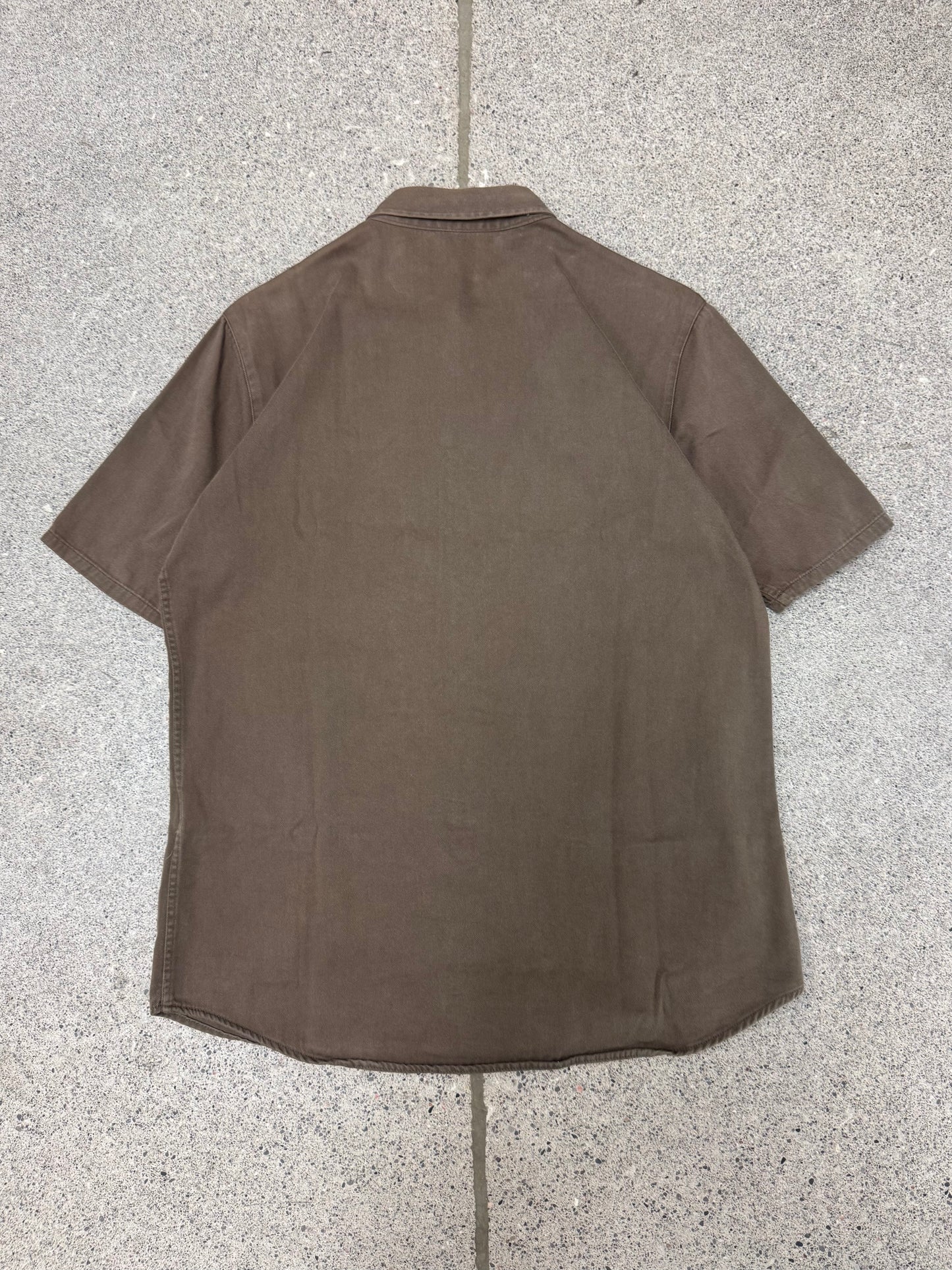 SS1999 Helmut Lang Red/Brown Panelled Cotton Button Up Shirt