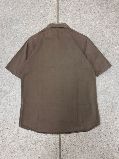 SS1999 Helmut Lang Red/Brown Panelled Cotton Button Up Shirt