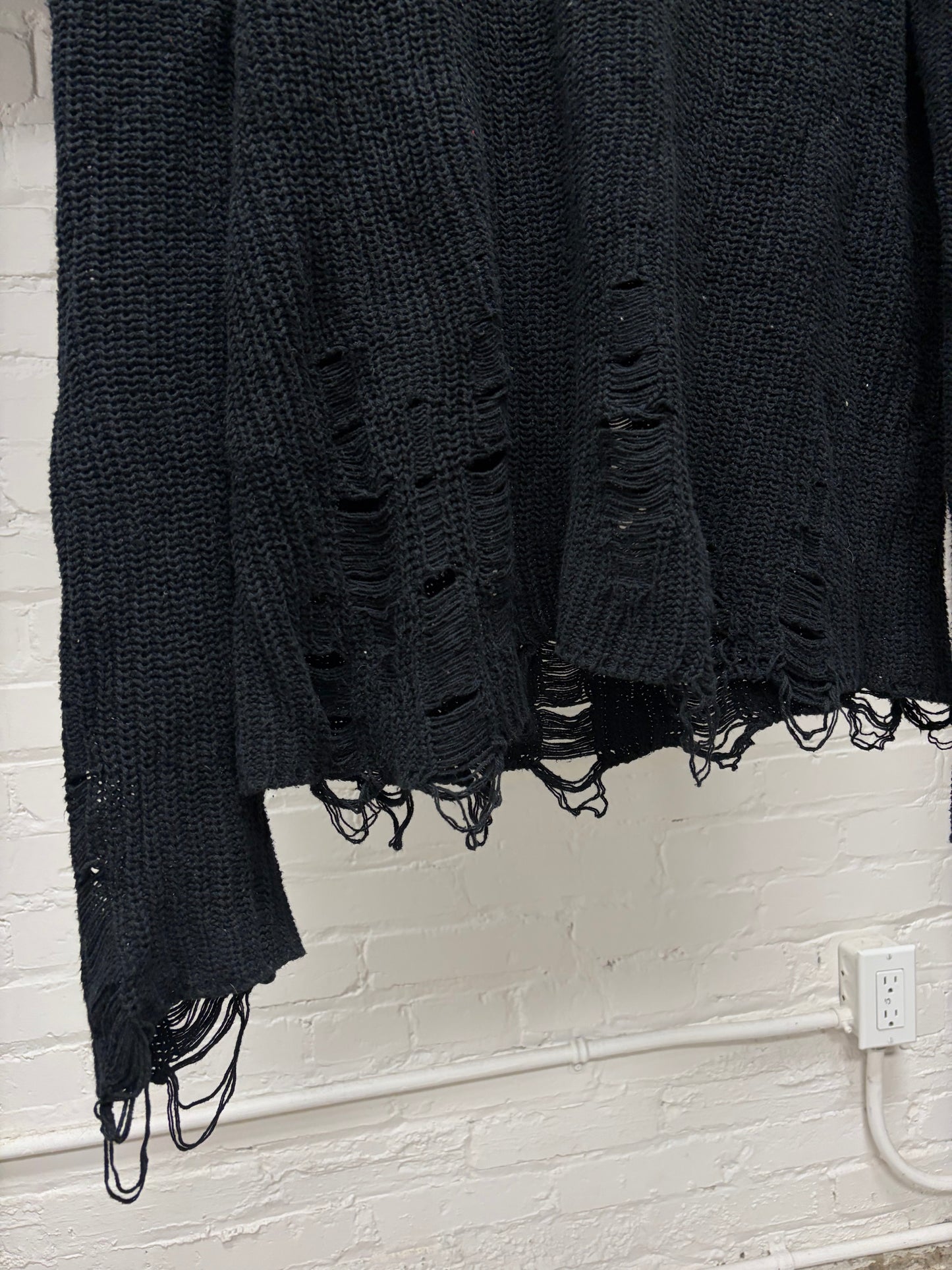 Song for the Mute ‘19.2 Hunter’ Black Loose Gauge Distressed Black Wool Knit Sweater