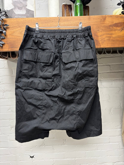 Rick Owens ‘Forever’ Mainline Drop Crotch Black Drawstring ‘Pod’ Shorts