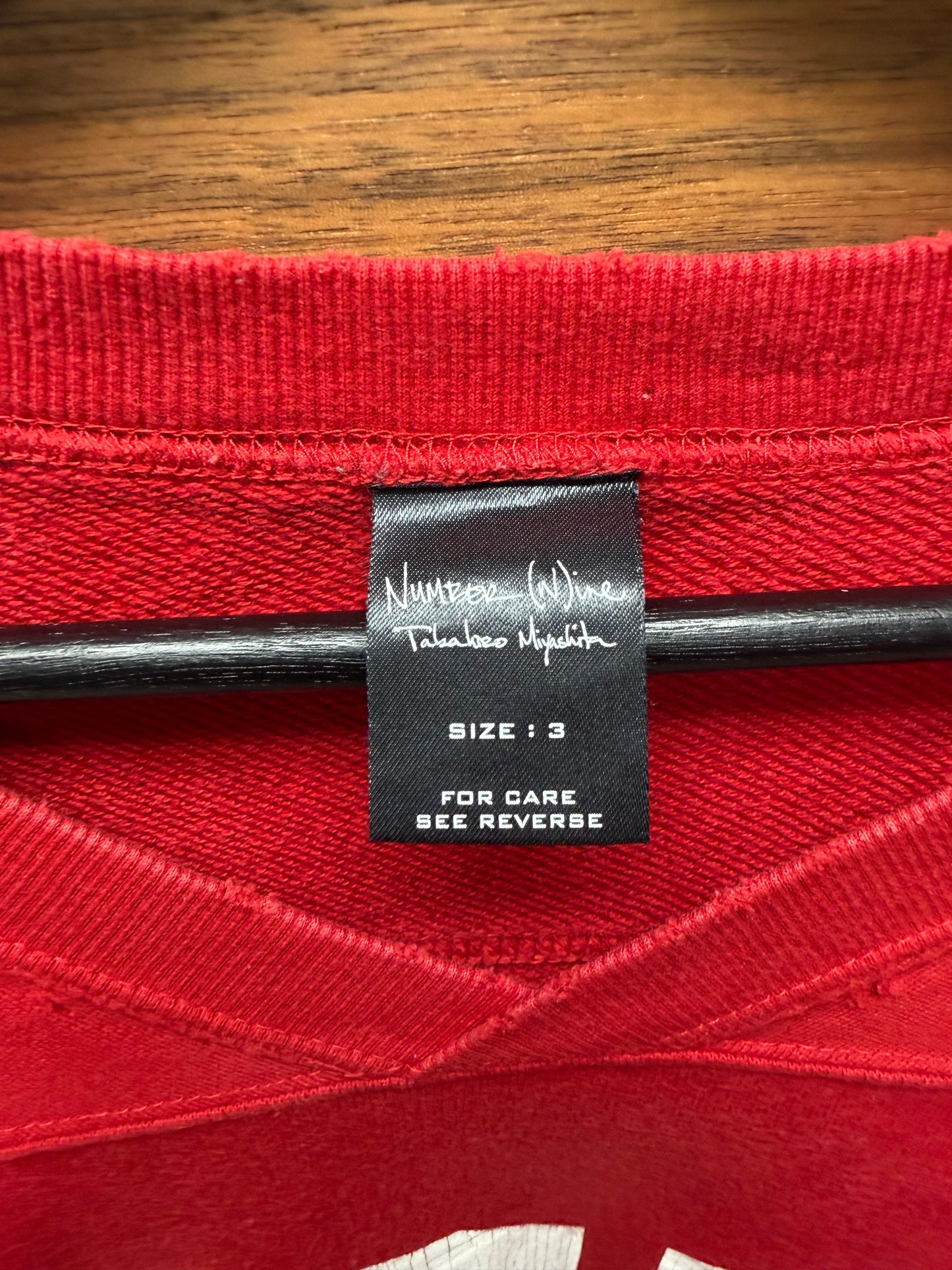 SS2006 Number (N)ine Welcome To the Shadows’ Red ‘Axl Rose’ Jersey Sweatshirt