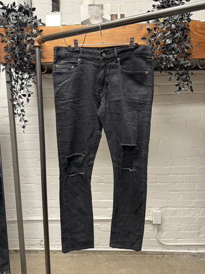 2014 Saint Laurent by Hedi Slimane ‘D02’ Distressed Black Skinny Jeans