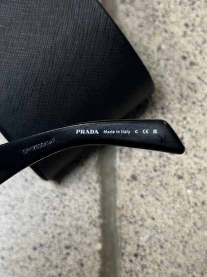 Prada ‘Symbole’ Geometric Black Wrap Sunglasses