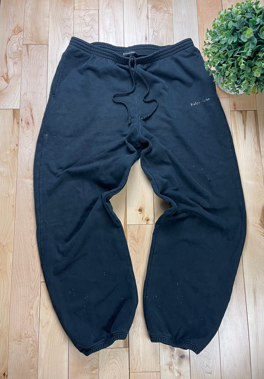 Balenciaga Typewriter Logo Black Drawstring Sweatpants