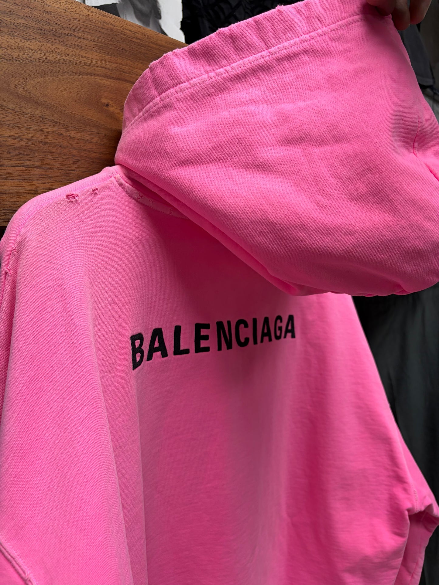 2022 Balenciaga Minimal Logo Pink/Black Hoodie