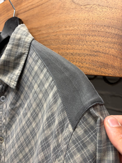 Yohji Yamamoto Pour Homme ‘Shoulder Panel’ Gingham Plaid Button Up Shirt