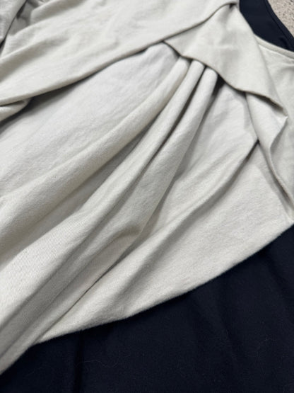 AW2022 Rick Owens ‘Strobe’ Layered Cotton Pearl/Black Sleeveless Top