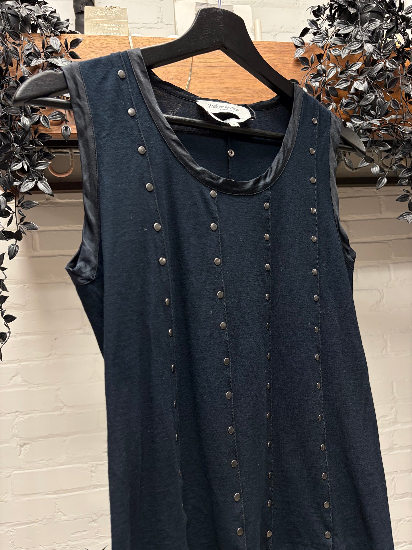 Vintage Yves Saint Laurent ‘Rive Gauche’ Studded Black Sleeveless Top