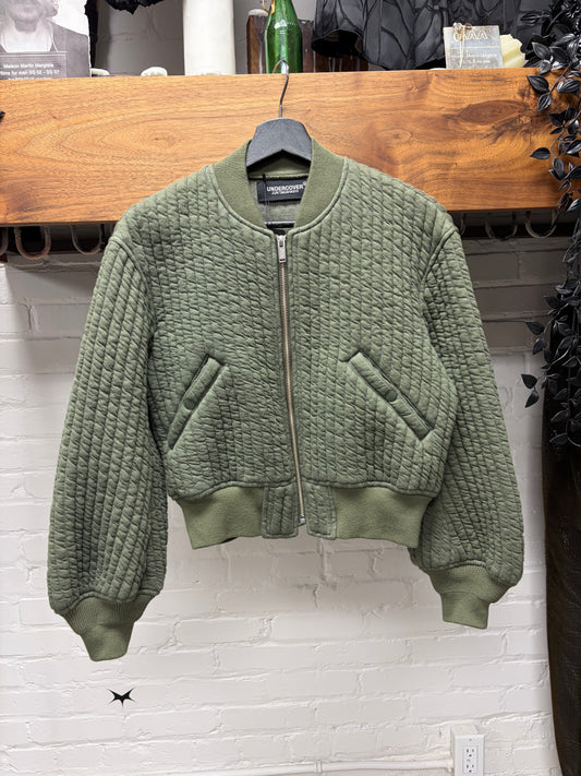 Undercover ‘Cropped Fit’ Quilt Padded Bomber Jacket with Ribbed Cuffing