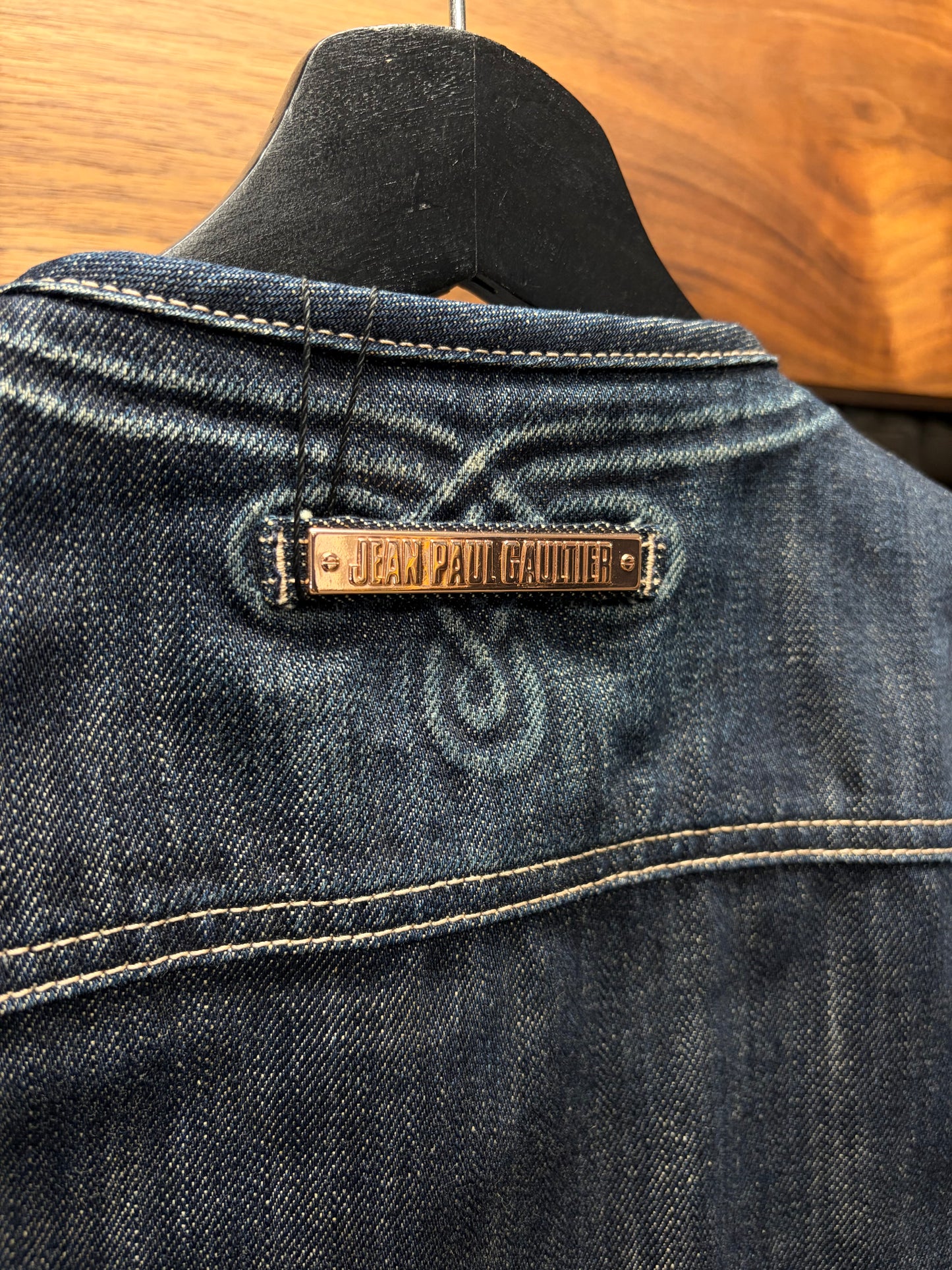 Vintage Jean Paul Gaultier Pour Homme Collarless Denim Jacket