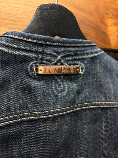 Vintage Jean Paul Gaultier Pour Homme Collarless Denim Jacket