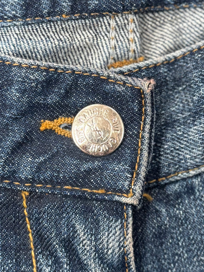 YSL ‘Rive Gauche’ Flared Blue Pocket Logo Denim