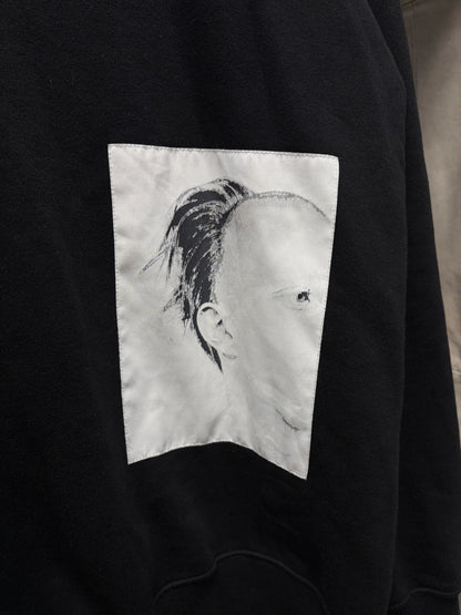 AW2013 Rick Owens ‘Plinth’ Patch Graphic Black Cotton Sweatshirt