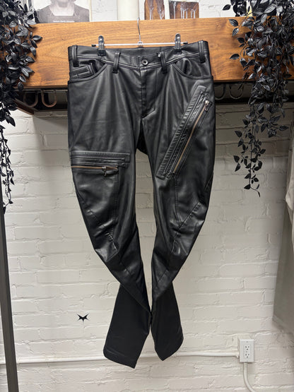 SS2023 Julius Synthetic Leather J-Cut Black Pants