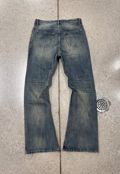 2023 Balenciaga ‘Bootcut Flared’ Dirt Wash Blue Denim