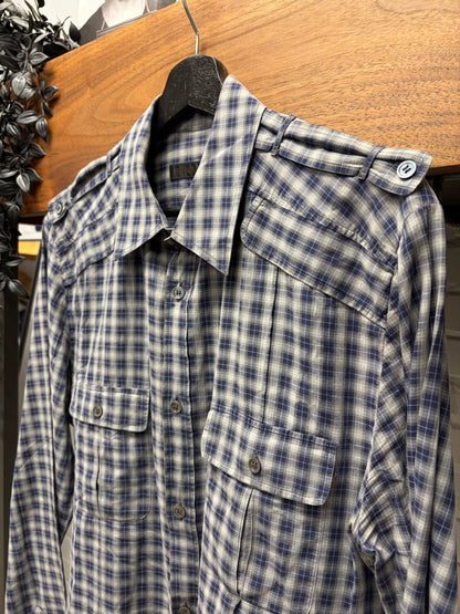 Veronique Branquinho Tartan Plaid White/Blue Button Up Shirt
