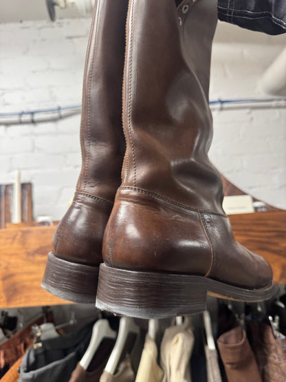 Maison Margiela ‘Roper’ Brown Leather High Cut Riding Boots