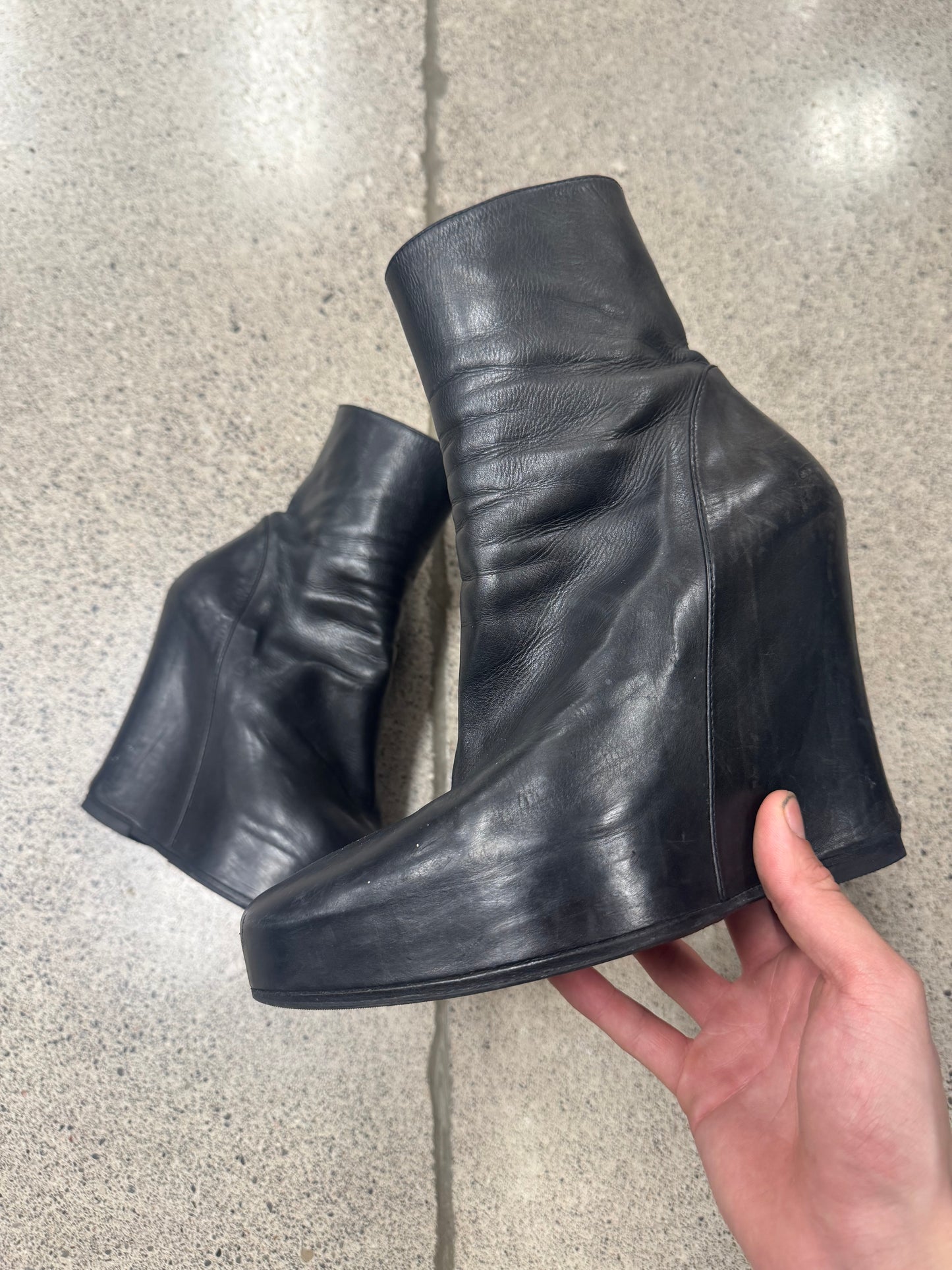 Ann Demeulemeester Leather Wedge Boots