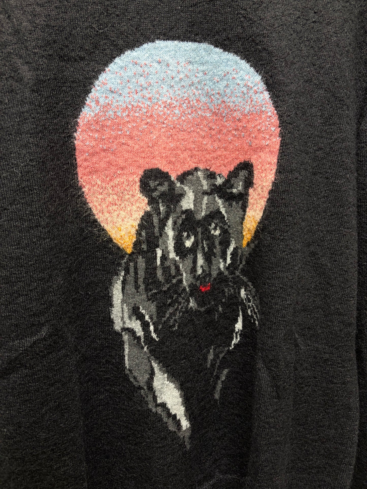 2017 Saint Laurent ‘Sunset Panther’ Black Mohair/Wool Knit Sweater