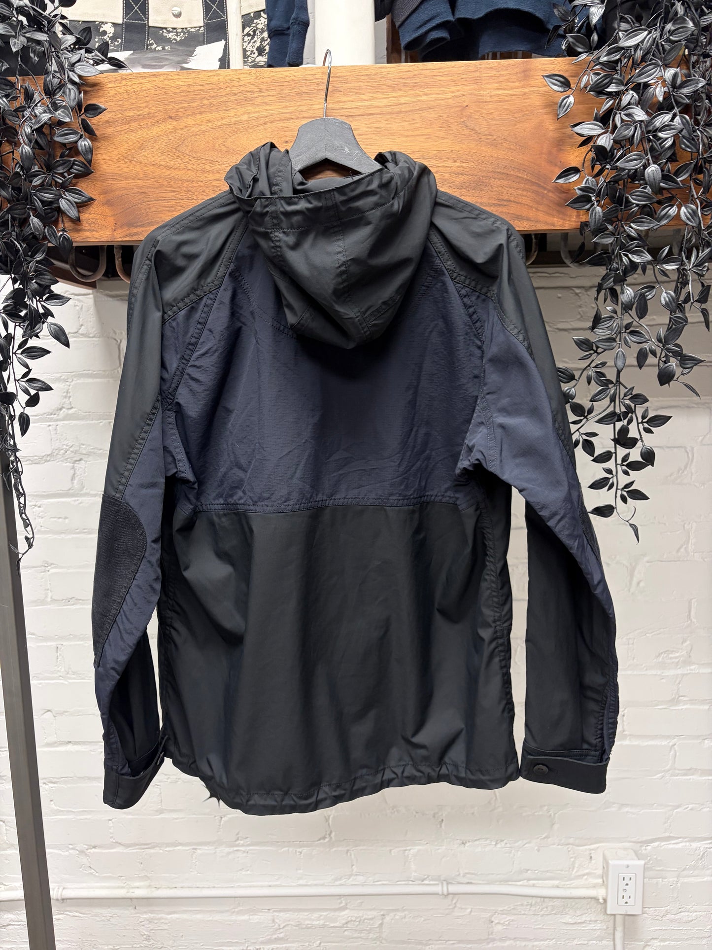 2018 Junya Watanabe Reflective Tape Seam Black Zip-Up Shell Jacket