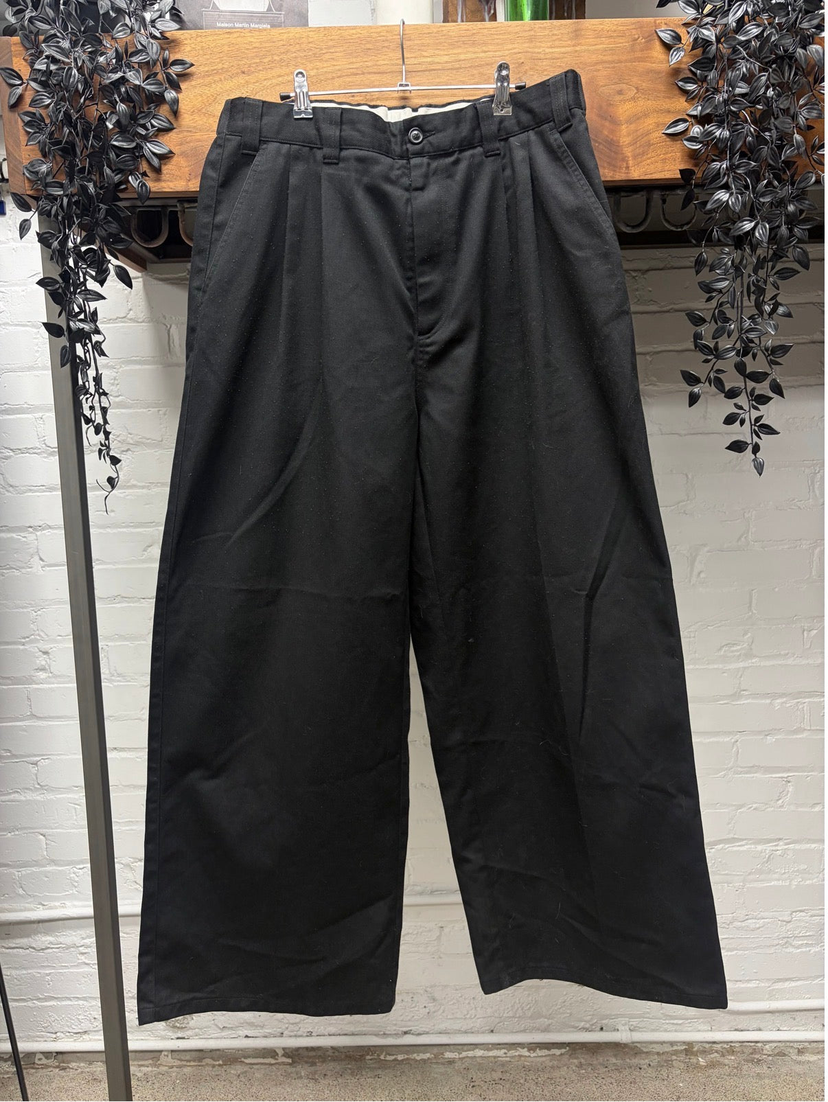 2024 Maison Margiela Black Elasticated Waistband Pleated Wide Leg Pants