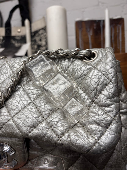 2011 Chanel ‘Ice Cube’ Silver Medium Top Flap Leather Bag