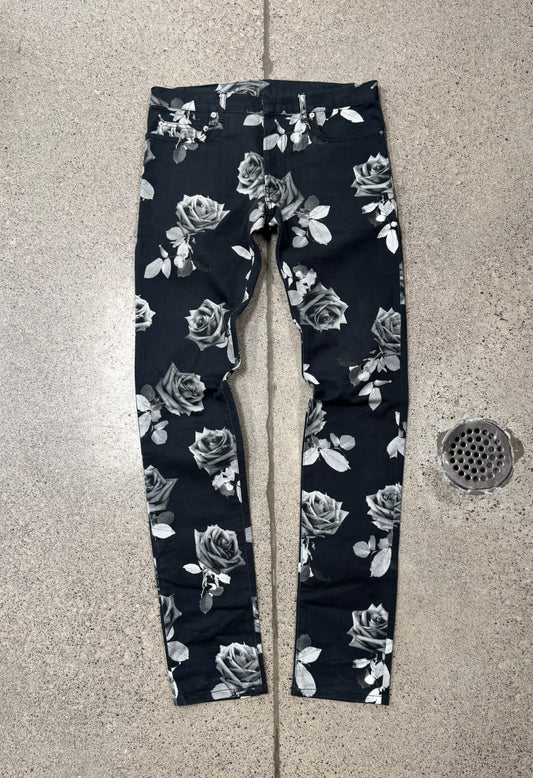 SS2018 Dior Homme ‘Rose Print’ Unaltered Black Skinny Denim