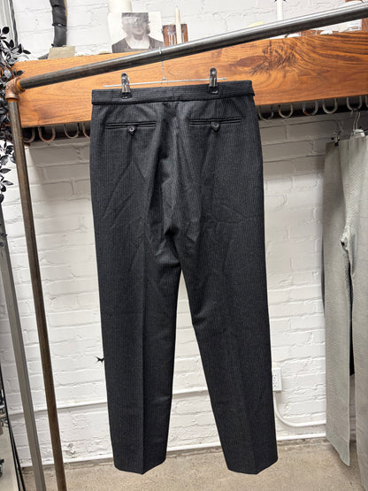 Vintage Helmut Lang Grey Wool Pinstripe Pleated Trousers