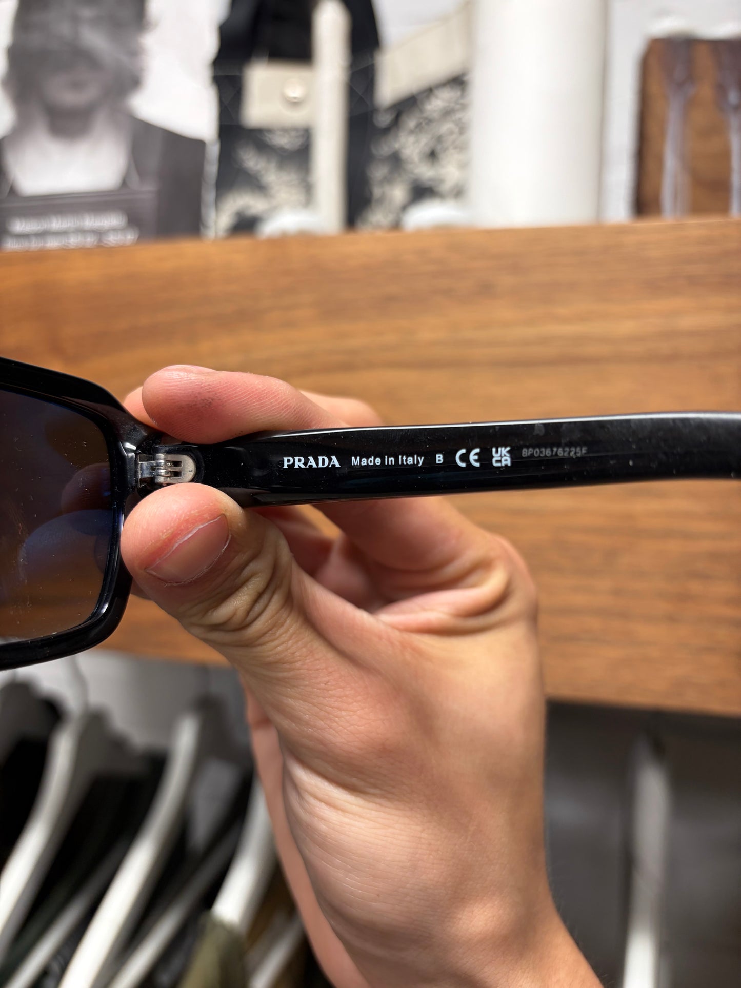 Prada Black ‘Squared Shape’ Brown Tinted Sunglasses