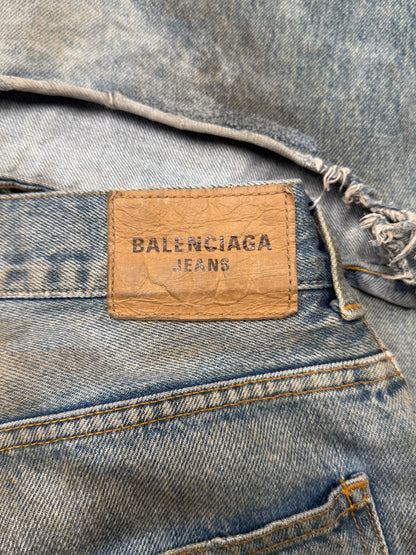 2022 Balenciaga ‘Mudwash’ Oversized Baggy Blue Denim