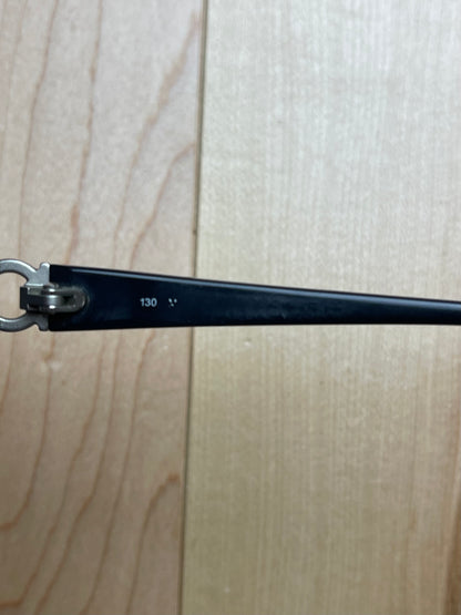 Ferragamo Black/Silver Horsebit Logo Prescription Frames